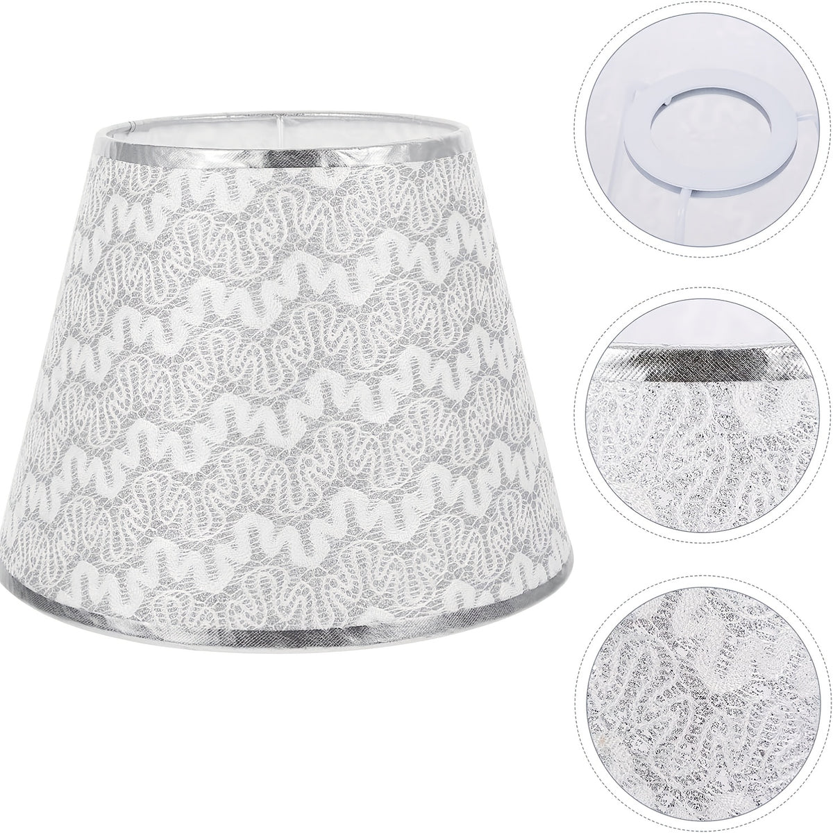 Lot de 2 abat-jour à motif argenté ondulé et liseré, Ø 22 cm