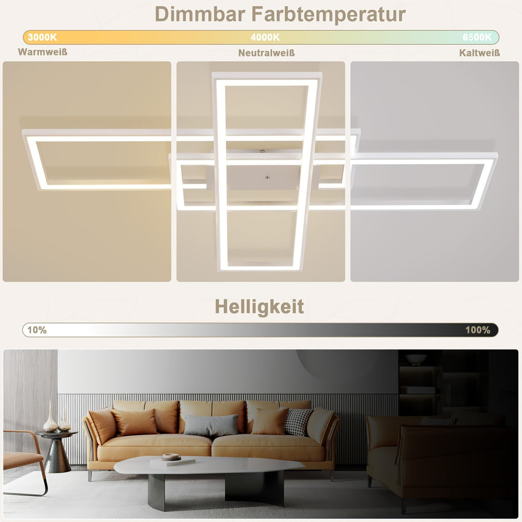 Plafonnier LED rotatif à rectangles RVB, 101 cm, avec télécommande