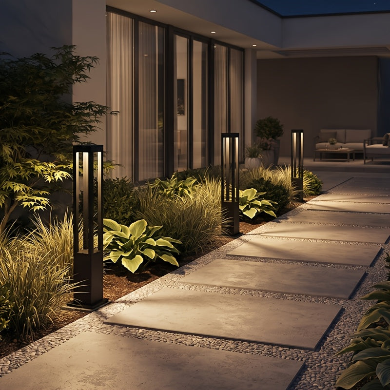 Borne lumineuse extérieure en aluminium noir, LED 3000K, 60 ou 80 cm