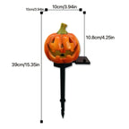 Balise solaire citrouille en résine sur piquet, 39 cm, Halloween