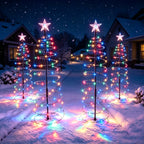 Sapin de Noël lumineux solaire en spirale à étoile, 93 cm, 80 LED
