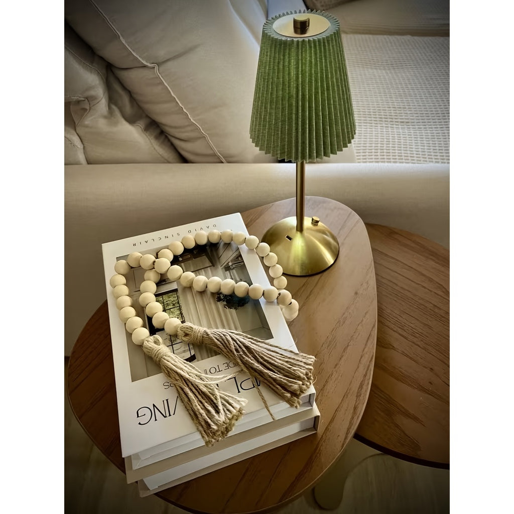 Lampe de table LED sans fil à abat-jour plissé et pied doré, 30 cm