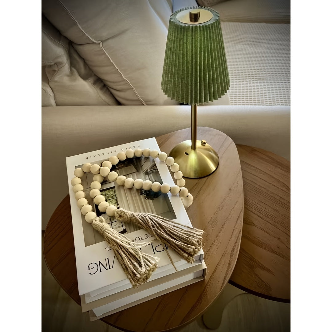 Lampe de table LED sans fil à abat-jour plissé et pied doré, 30 cm