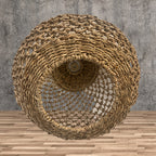 Abat-jour de suspension en fibre végétale tressée, boule de 35 cm