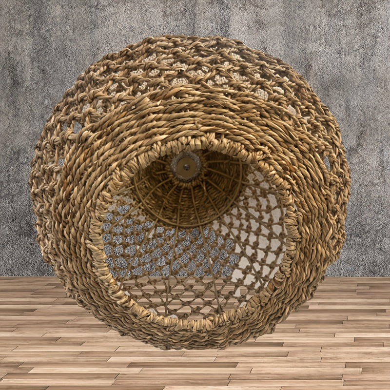 Abat-jour de suspension en fibre végétale tressée, boule de 35 cm