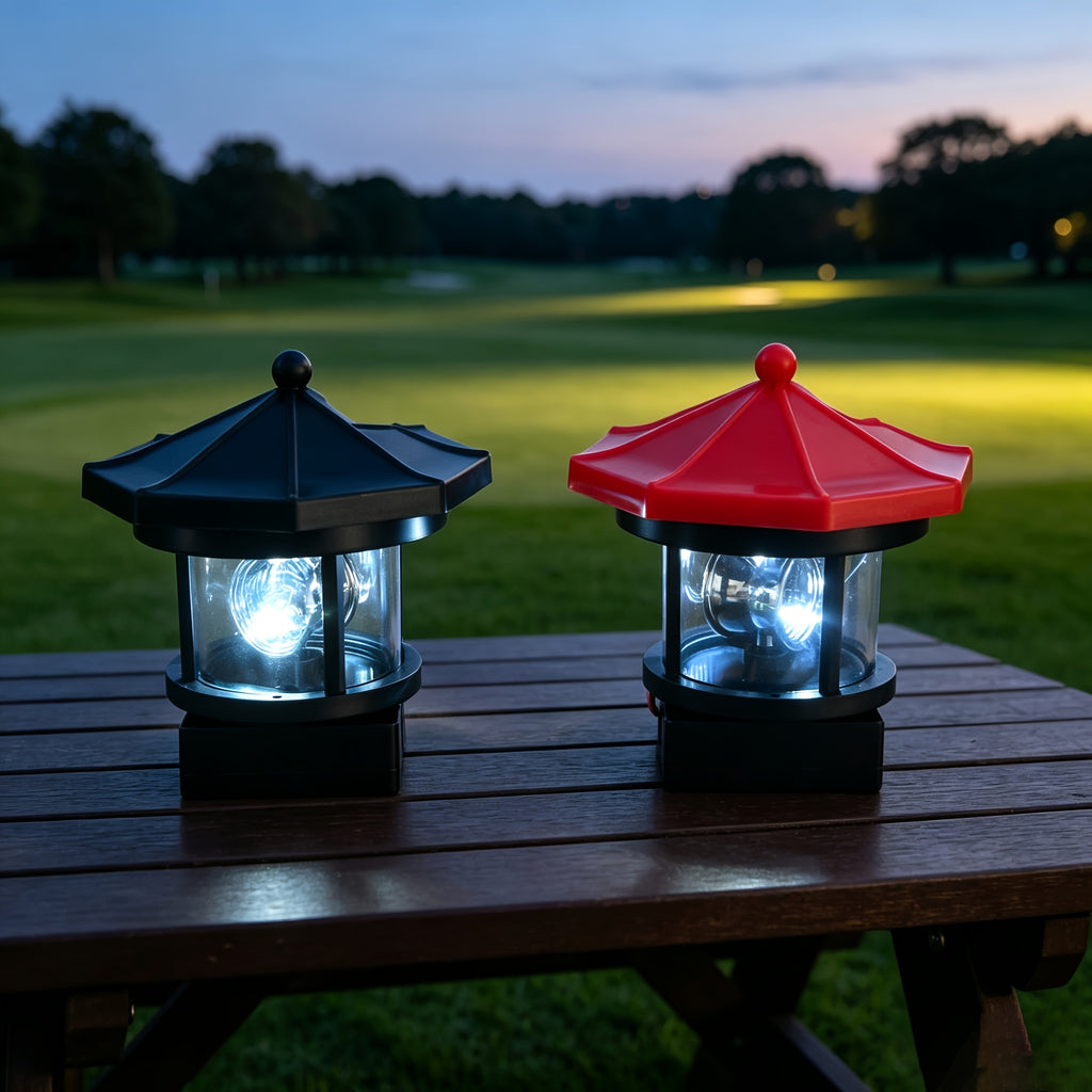 Lot de 2 lampes solaires pavillon octogonal, toit noir et rouge