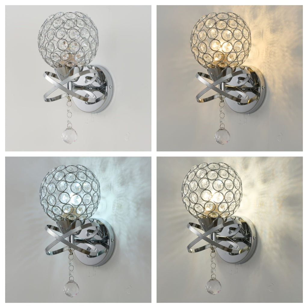 Applique murale globe en cristal doré à rubans entrelacés