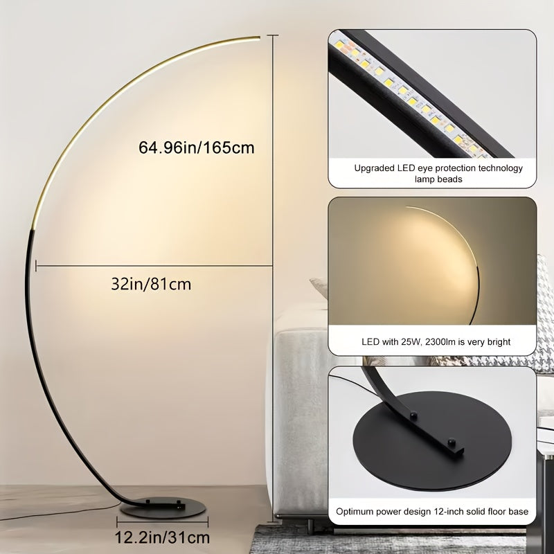 Lampadaire arc LED RVB 165 cm, couleurs et blancs réglables