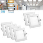 Lot de 6 spots LED carrés encastrés 9W pour salon et chambre