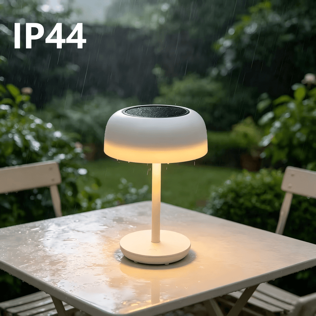 Lampe de table champignon solaire et USB-C, tactile, noire ou blanche