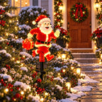 Lot de 2 Pères Noël lumineux solaires à piquet, LED double face