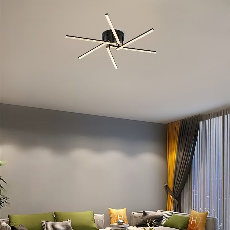 Plafonnier LED à branches rayonnantes, doré, noir ou blanc, 76 cm