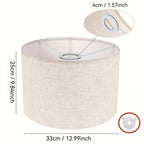 Abat-jour tambour en lin beige, Ø 33 x H 25 cm, pour lampadaire