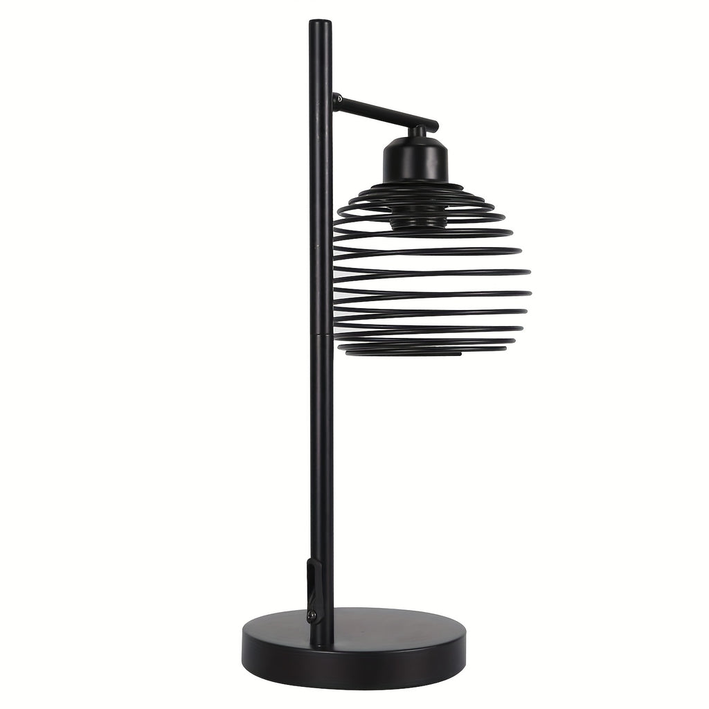 Lot de 2 lampes de chevet noires à cage spirale en métal, douille E27