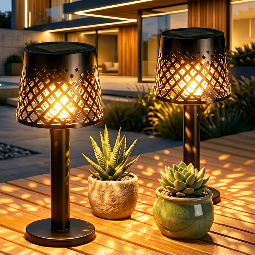 Lot de 2 lampes de table solaires à abat-jour treillis, 21 cm