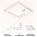 Plafonnier LED carré à cadre lumineux, 29,4 cm, noir ou blanc