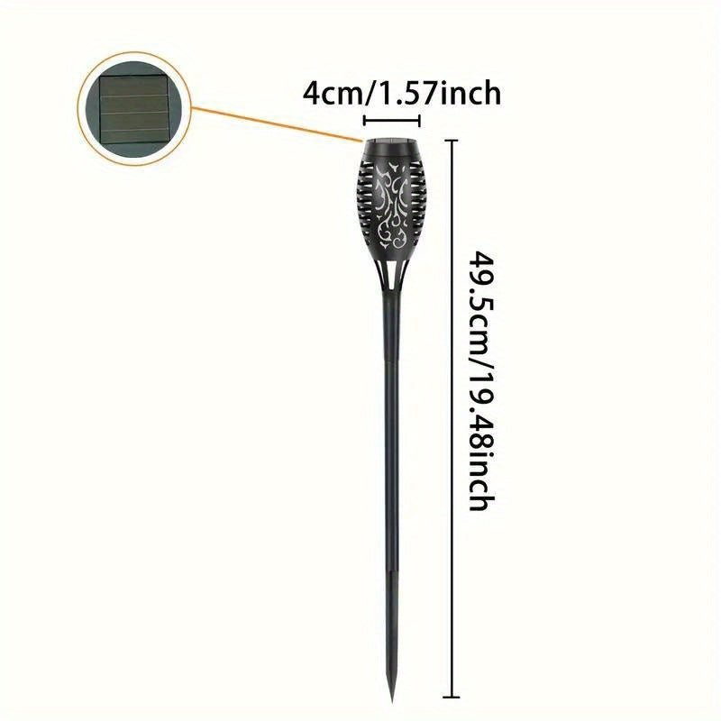 Torche solaire tiki à flamme et arabesques ajourées, 49,5 cm