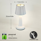 Lampe de table sans fil à abat-jour plissé, RVB tactile, 25 cm