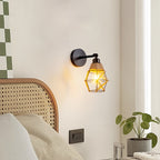 Applique murale cage dorée orientable à col en corde, E27