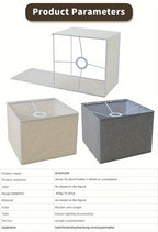 Abat-jour carré en tissu aspect lin, 26 x 26 x H 20 cm, trois coloris