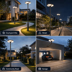 Lampadaire solaire rond 750 LED à détecteur et télécommande