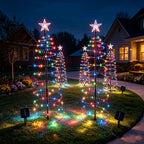 Sapin de Noël lumineux solaire en spirale à étoile, 93 cm, 80 LED