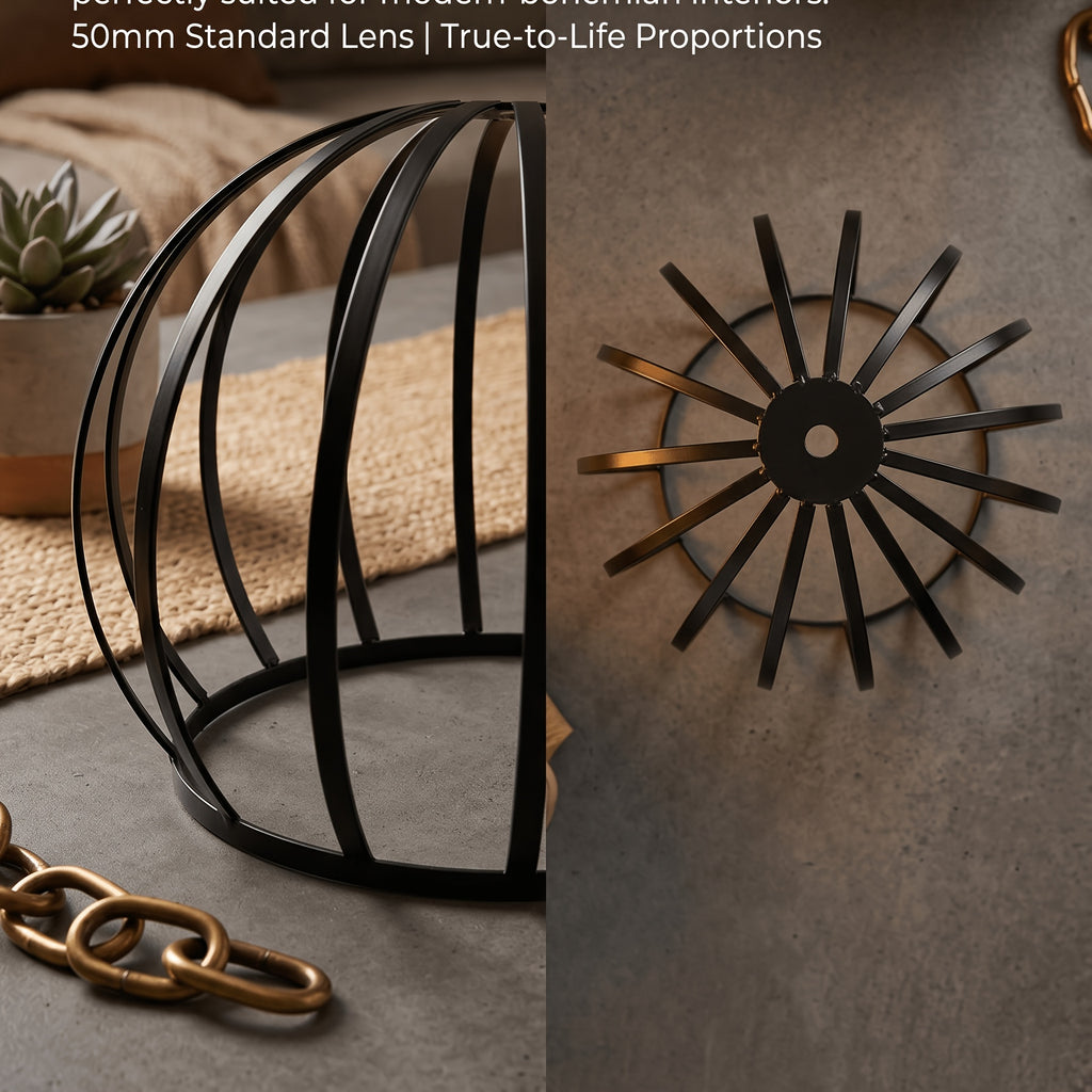 Abat-jour cage en lamelles de métal noir, lot de 2, Ø 18,5 cm