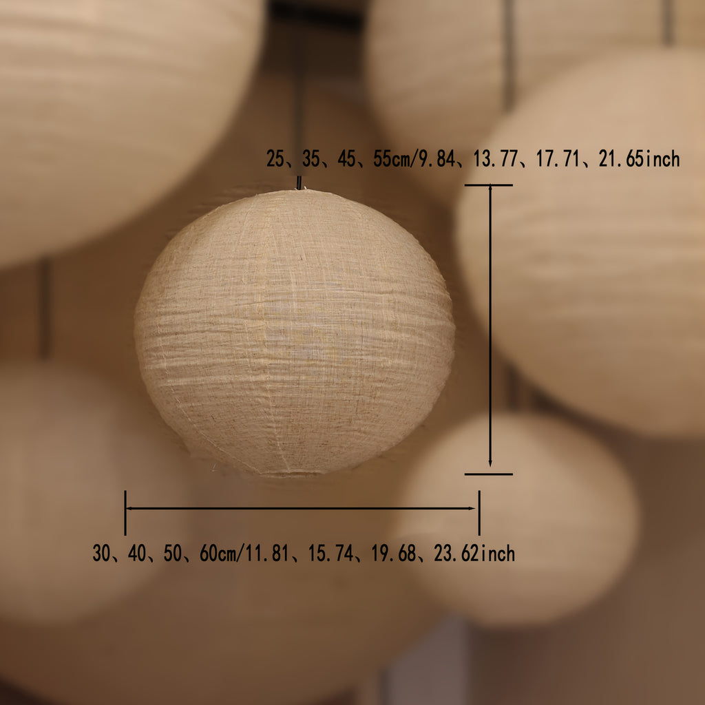 Abat-jour boule en toile de ramie pour suspension, Ø 30 à 50 cm