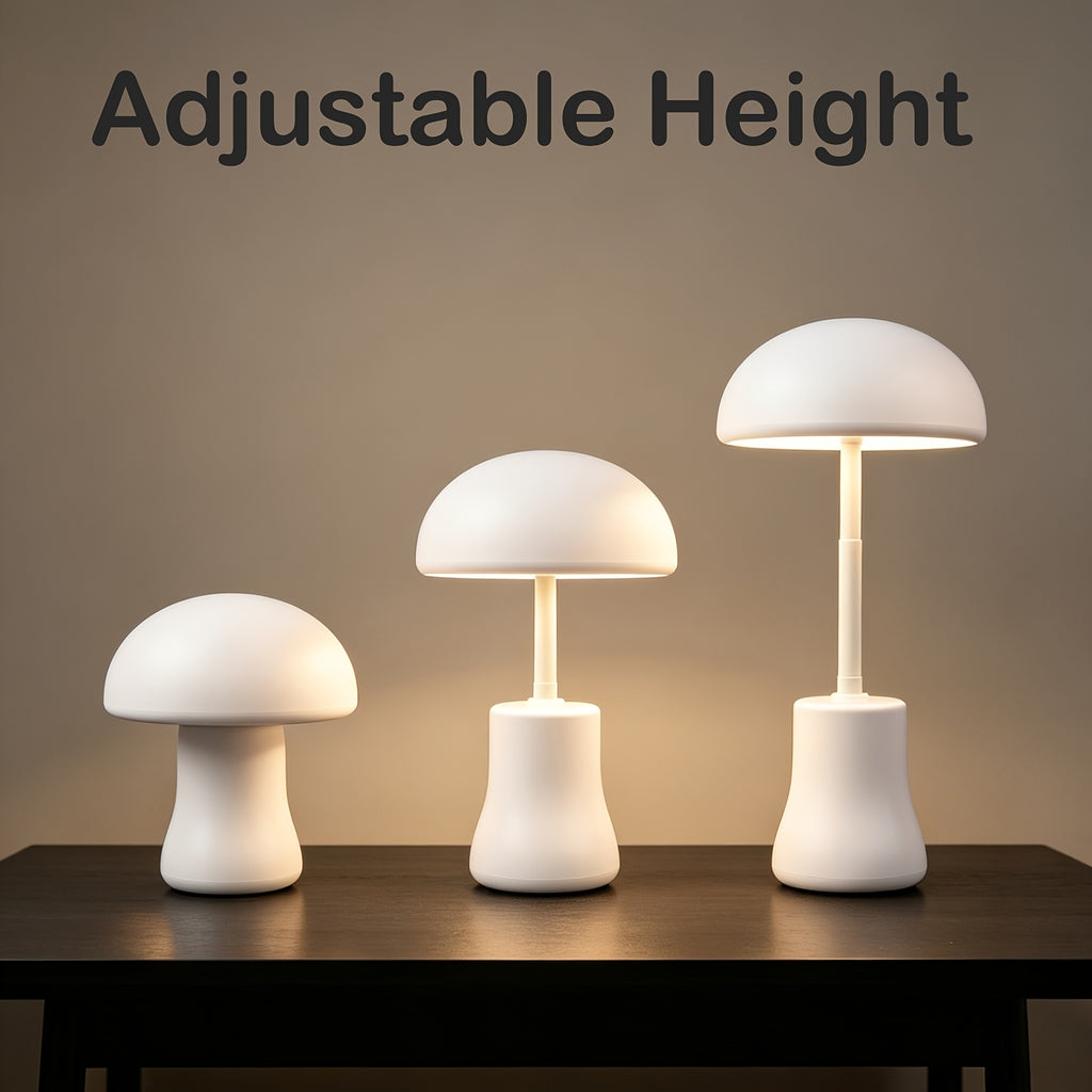 Lampe champignon blanche télescopique sans fil, de 13,5 à 24,5 cm