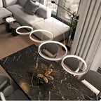 Lustre LED à quatre anneaux en ligne, 88 cm, blanc ou noir