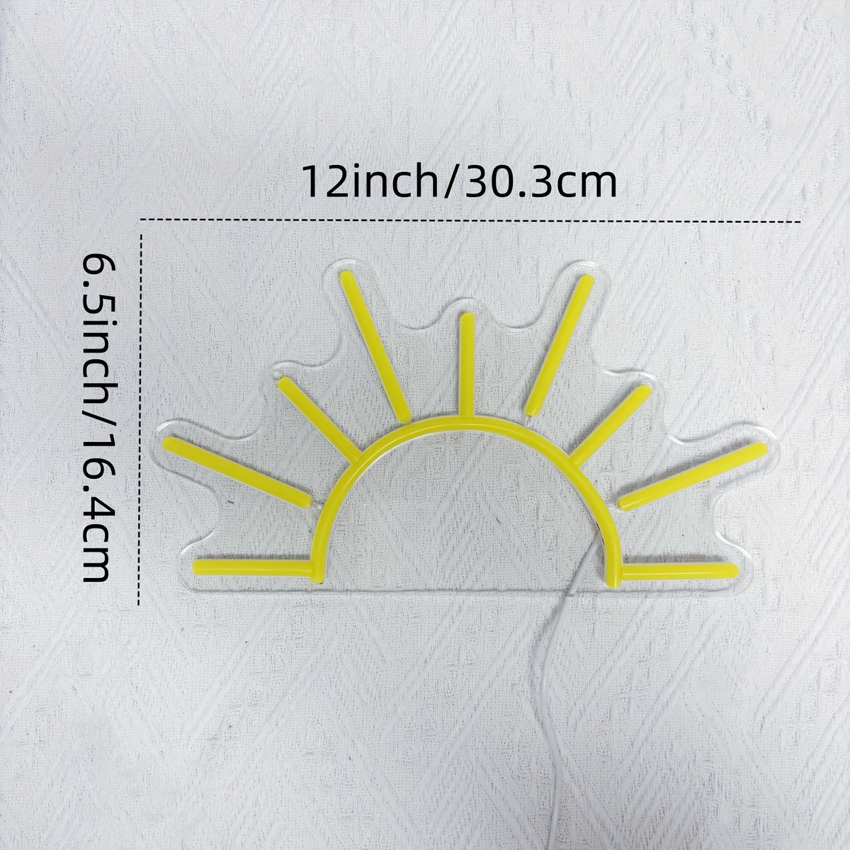 Néon LED lever de soleil jaune sur plaque acrylique, USB, 30 cm