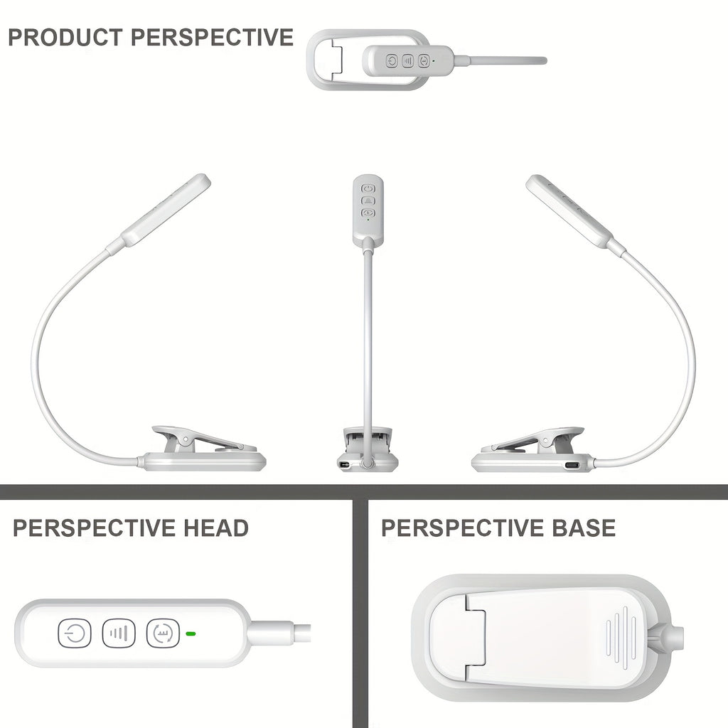 Lampe de lecture à pince avec arrêt programmé 30 ou 60 min, USB-C
