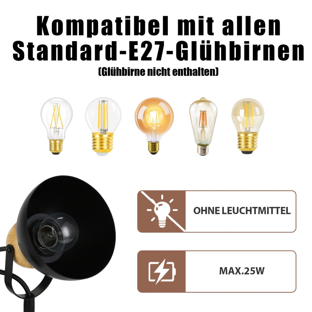 Spot de plafond rétro 3 ou 4 dômes orientables, rotule bois, E27