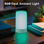 Lampe de chevet tactile RVB cylindrique, lumière d'ambiance USB