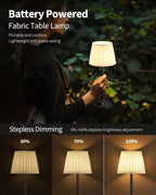 Lot de 2 lampes de chevet sans fil, abat-jour plissé crème