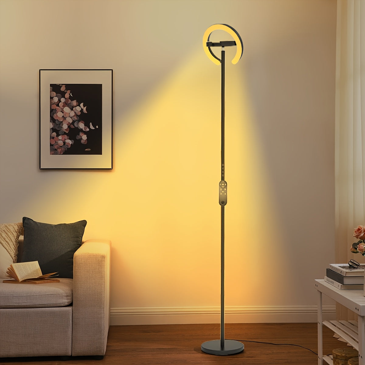 Lampadaire noir 36 W à anneaux LED rotatifs