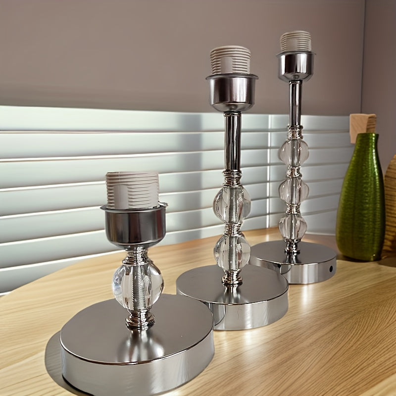 Pied de lampe E27 chromé à perles transparentes, 7 modèles à câbler