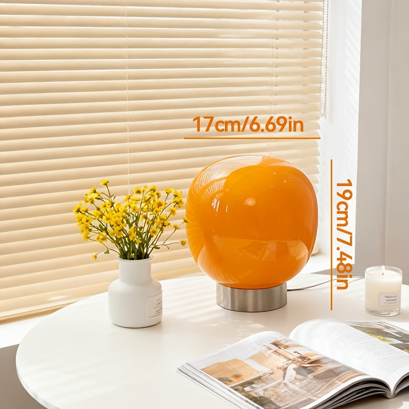 Lampe de chevet globe en verre coloré, socle métal, USB, 19 cm