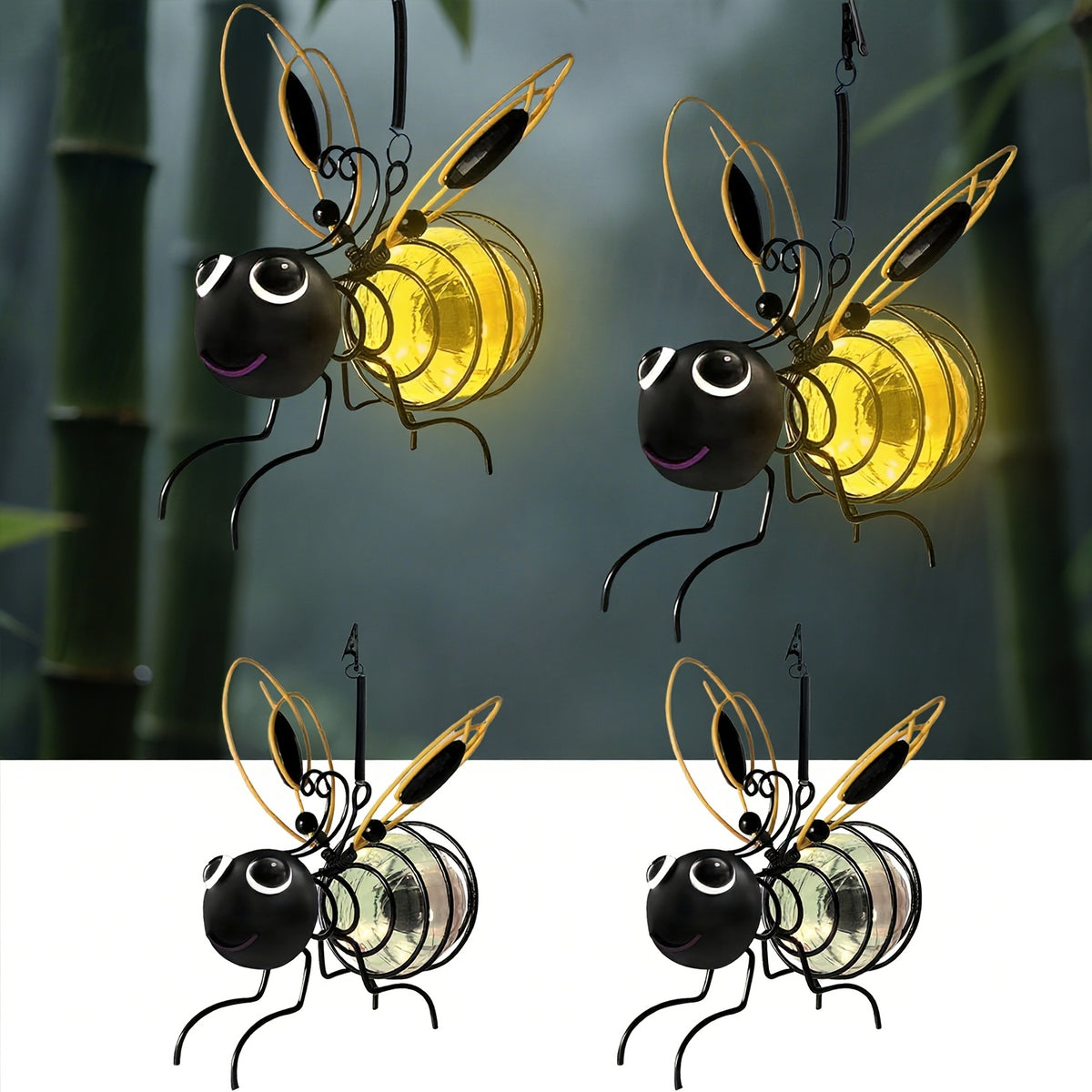Suspension solaire abeille à crochet ressort, jaune et noire, IP44