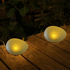 Lampe solaire galet en verre dépoli, lot de 3 pour massifs