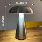 Lampe champignon sans fil en métal brossé, batterie 1800 mAh