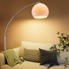 Lampadaire arc blanc, globe orientable et socle en marbre, 190-210 cm