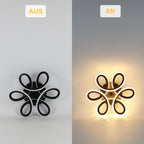 Plafonnier LED fleur à cinq boucles noir et blanc, Ø 27 cm