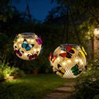Lot de 2 lanternes solaires boules à papillons, à suspendre, IP65