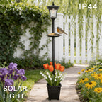 Lampadaire solaire 150 cm avec mangeoire à oiseaux et jardinière