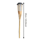 Lampe solaire torche en bambou, lueur ambrée, 59 cm, lot de 2