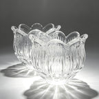 Lot de 2 tulipes lotus en verre nervuré pour douille E27, Ø 12 cm