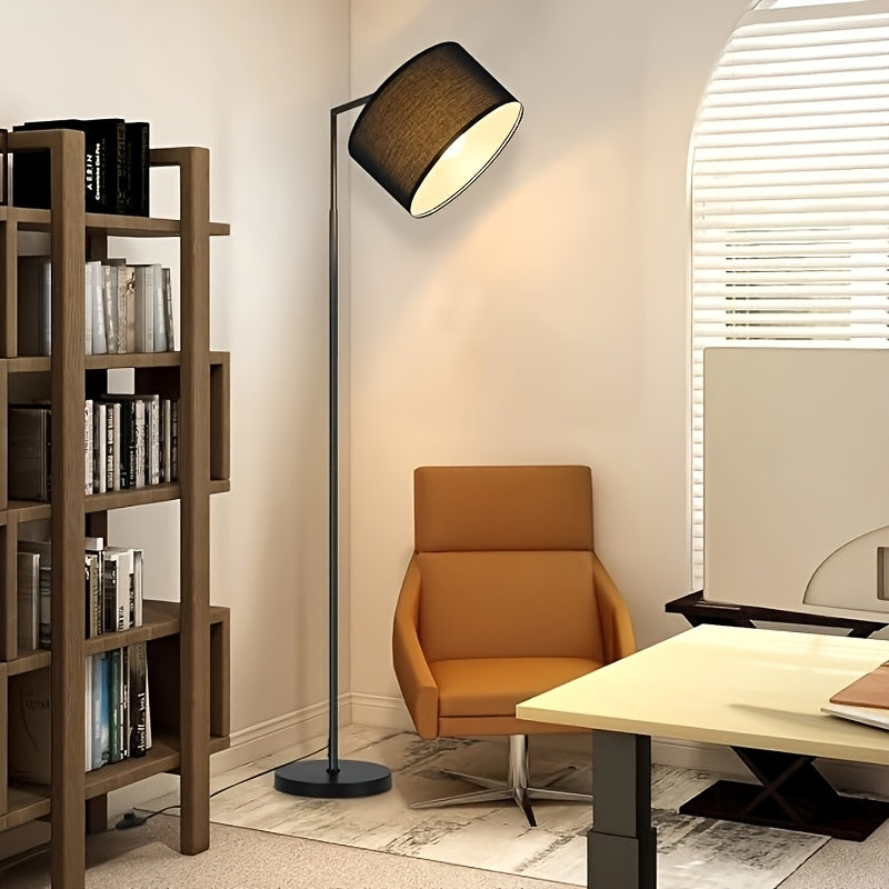 Lampadaire noir à abat-jour tambour inclinable sur 180°, 166 cm