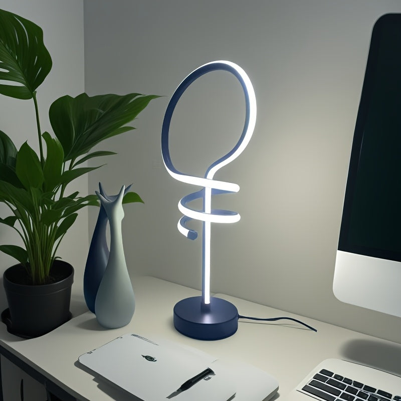 Lampe de bureau LED en tube lumineux, boucle et spirale noire, 46 cm
