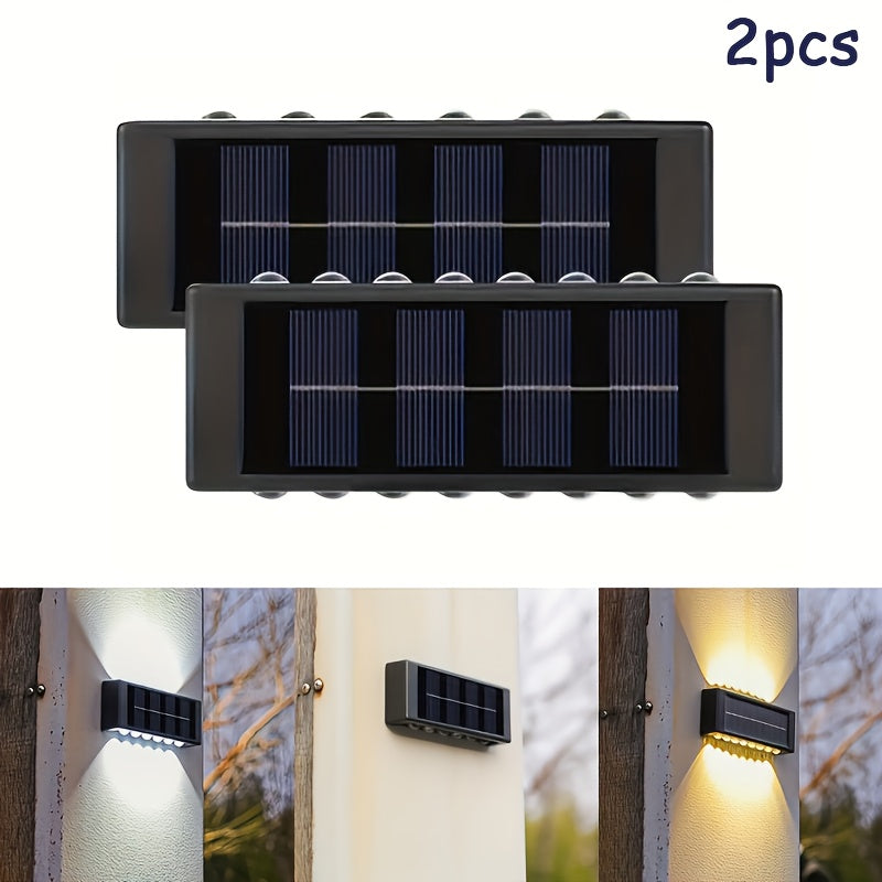 Lot de 2 appliques murales solaires LED IP44, faisceau haut et bas